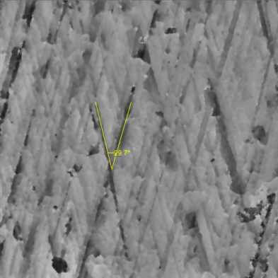 Cross hatch image with measured angle